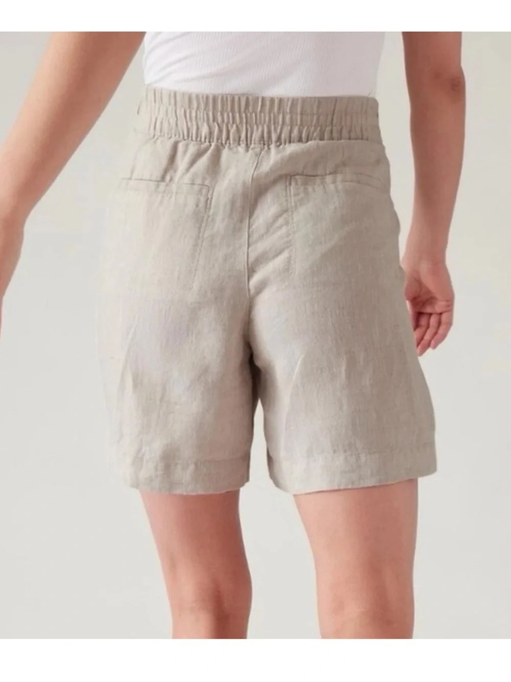 Athleta Voyager 100% Linen Shorts Women's size 8 in Beige